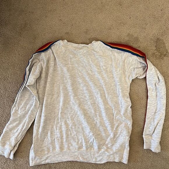 Monrow Rainbow Stripe Long Sleeve Fits Like Small - Picture 5 of 5